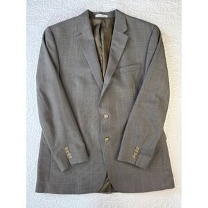 Lauren Ralph Lauren Mens 46L Blazer Tan Glen Plaid Check Sport Coat 2 Button